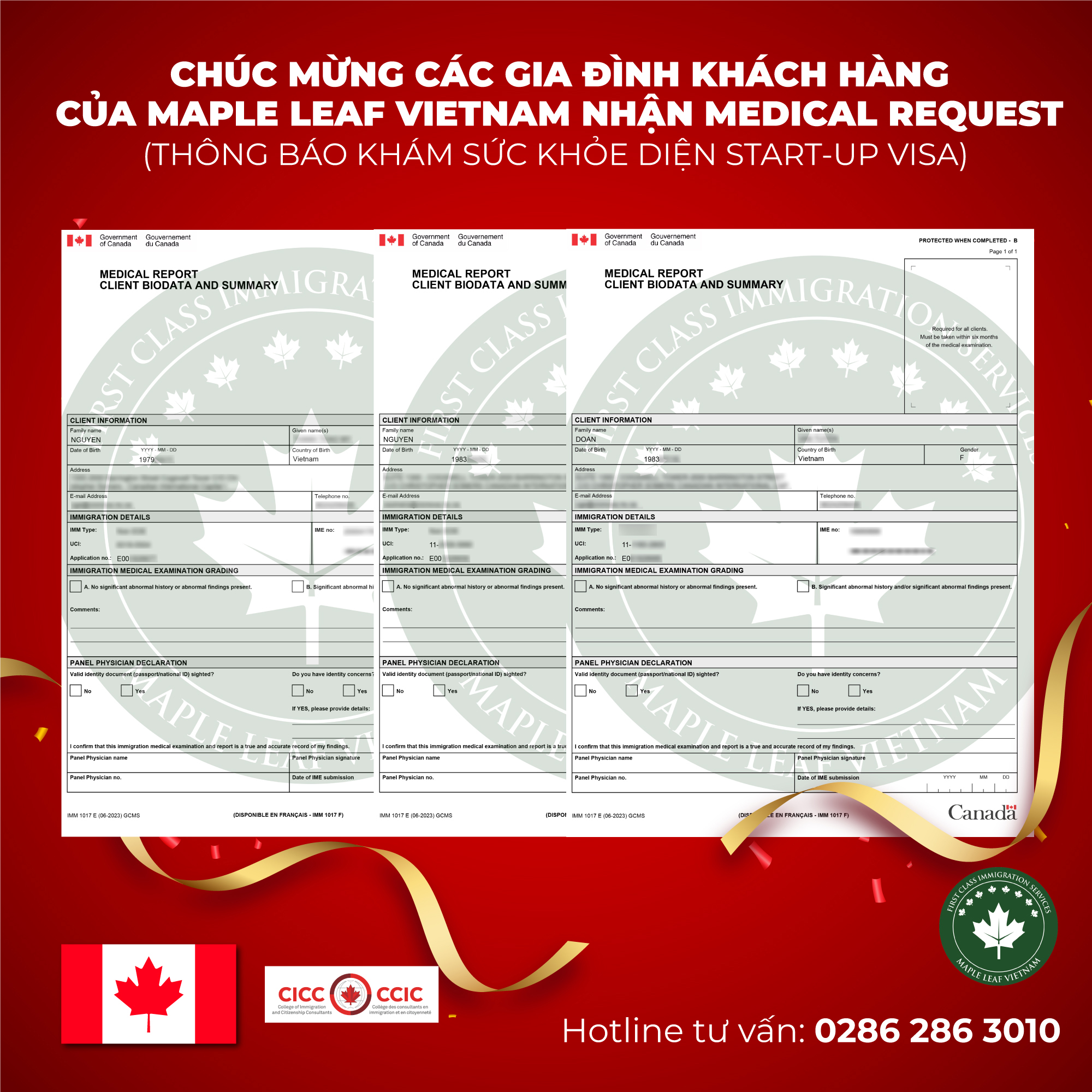 Maple Leaf Việt Nam chúc mừng các gia đình nhận medical request định cư canada