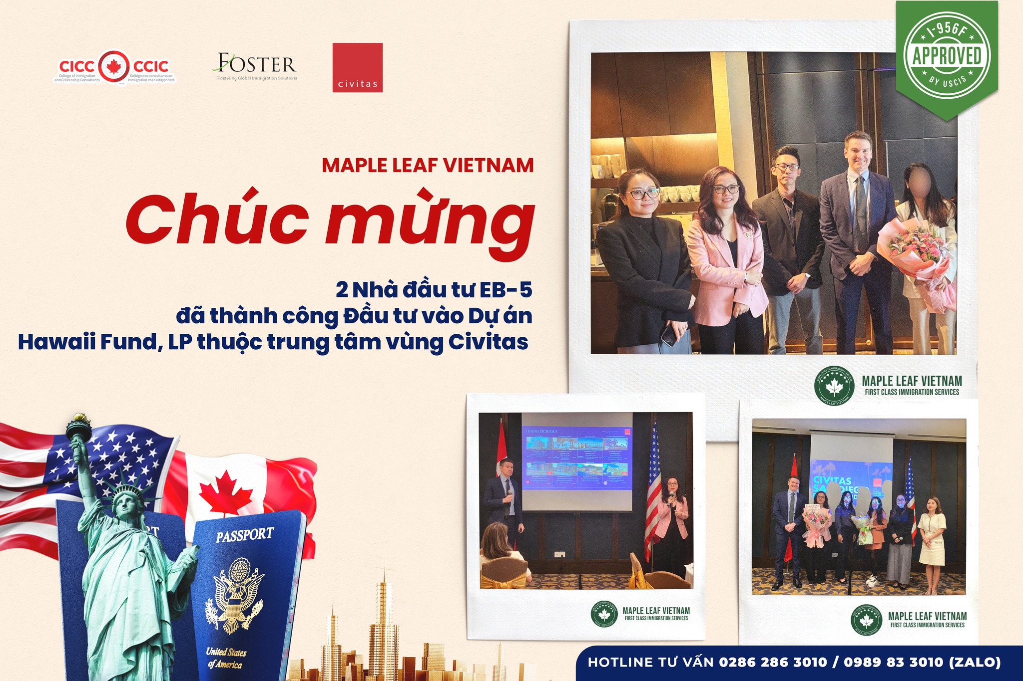 02 nhà đầu tư eb-5 thành công đầu tư dự án hawaii,lp theo sự đồng hành cùng Maple Leaf Việt Nam