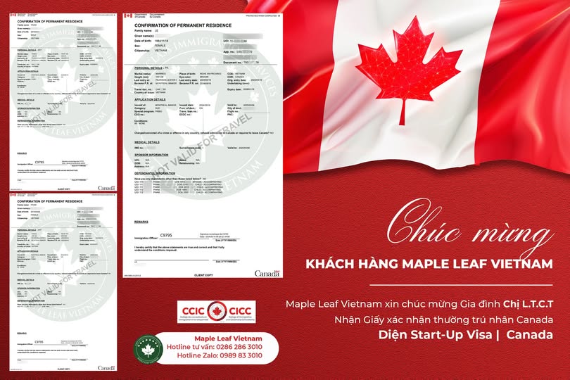 Chúc mừng gia đình chị l.t.c.t nhận copr định cư canada diện start-up visa - Maple Leaf Việt Nam