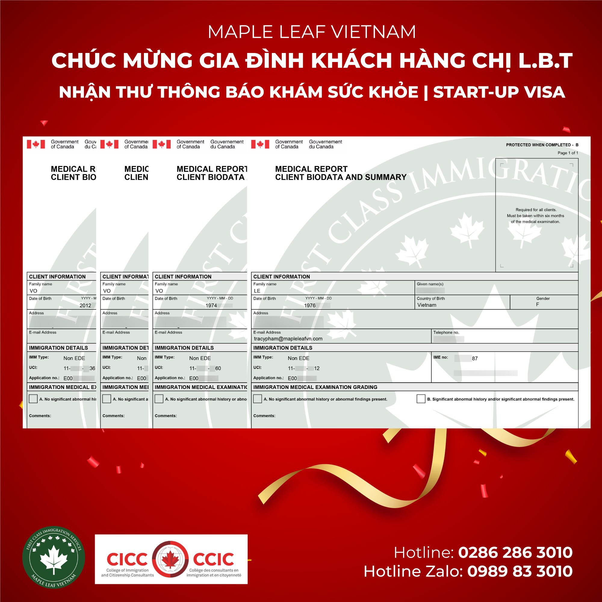 Maple Leaf Việt Nam chúc mừng khách hàng nhận thông báo khám sức khỏe chương trình SUV