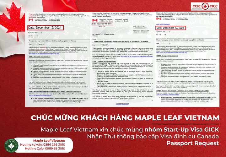 Chúc mừng nhóm start-up visa gick nhận thông báo cấp visa cùng Maple Leaf Việt Nam