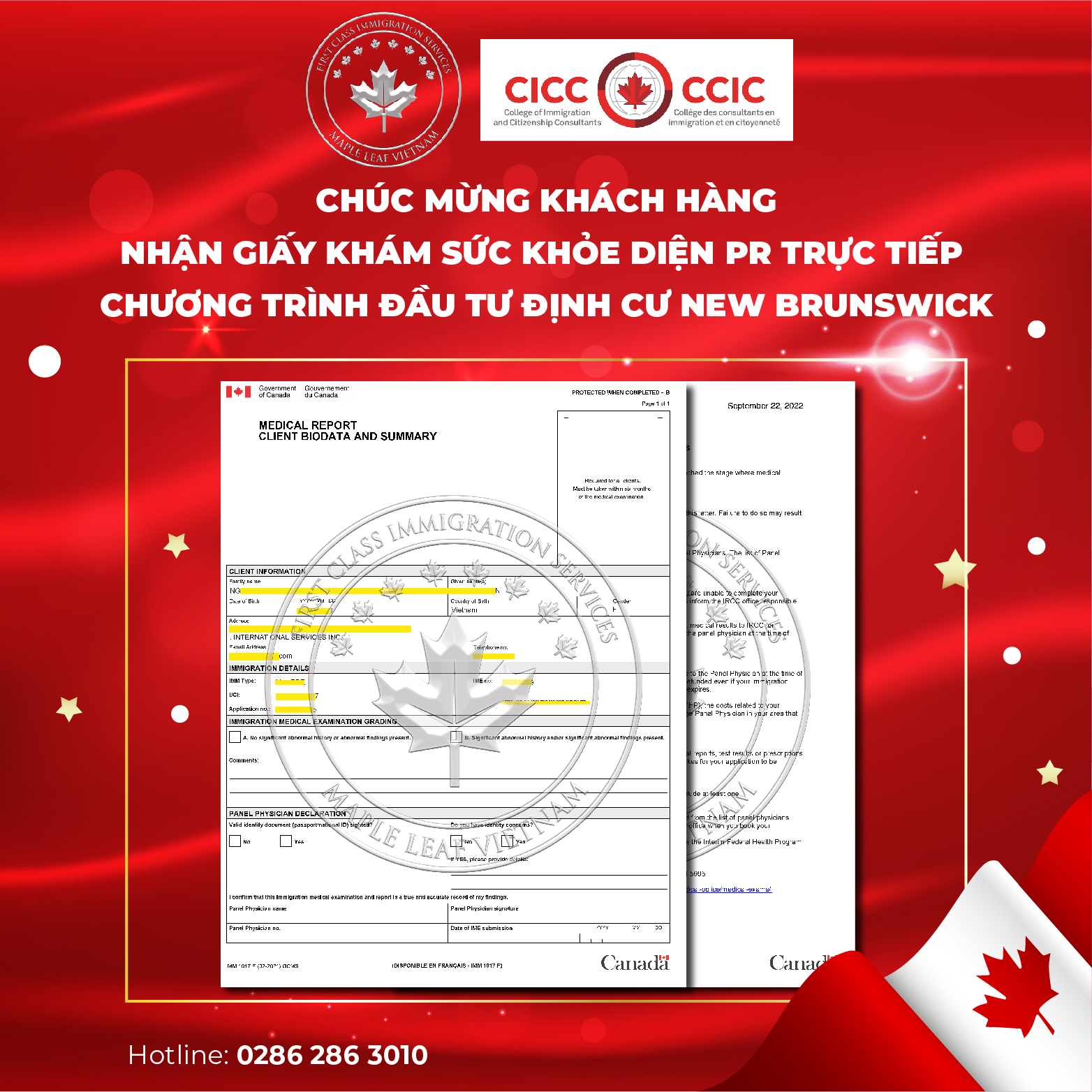 Khách hàng Maple Leaf Việt Nam nhận giấy khám sức khỏe PR định cư Canada