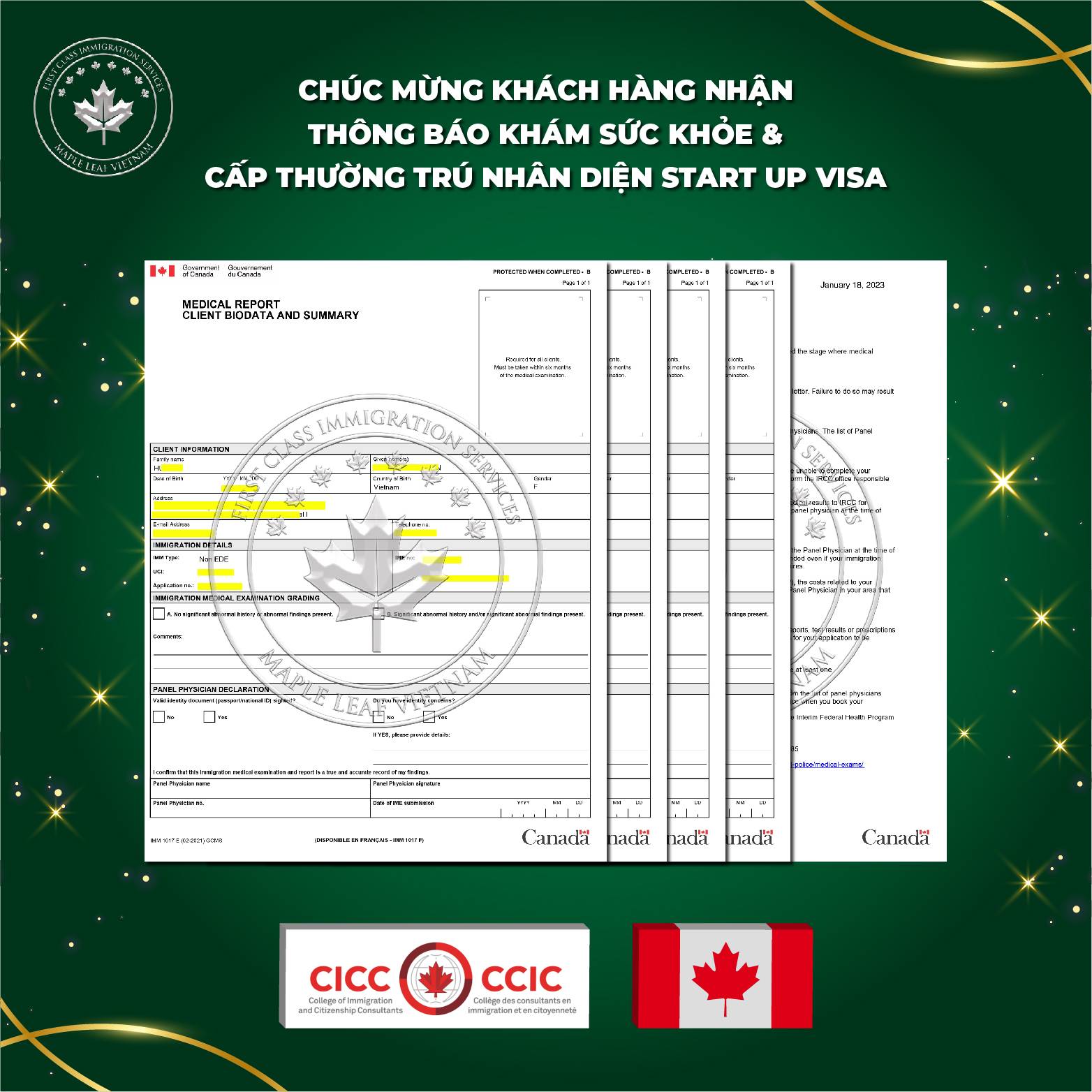 Khách hàng Maple Leaf Việt Nam nhận thông báo khám sức khỏe định cư Canada