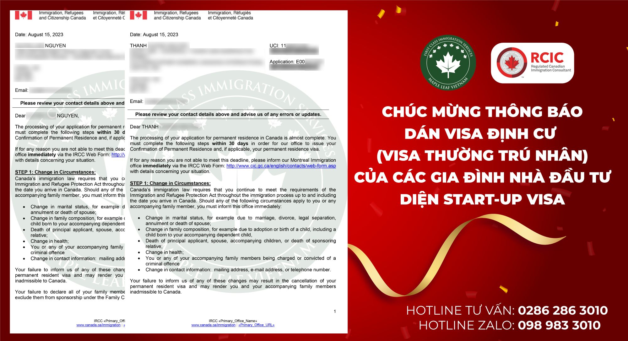 Maple Leaf Việt Nam chúc mừng các gia đình nhận thông báo dán visa