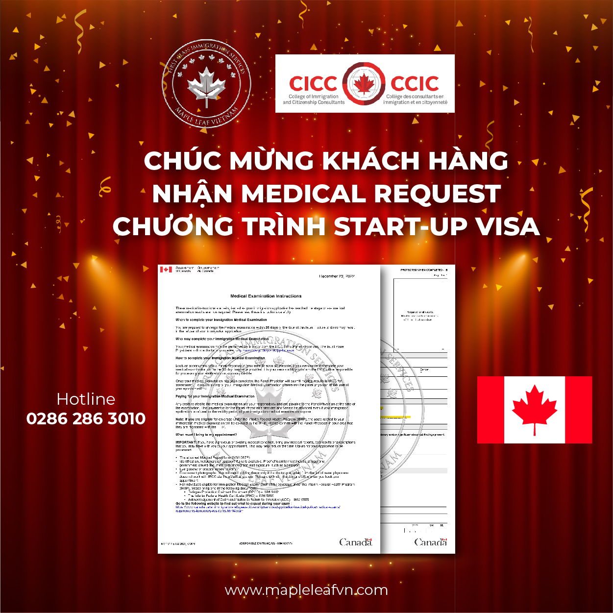 Maple Leaf Việt Nam chúc mừng khách hàng nhận Medical Request định cư Canada