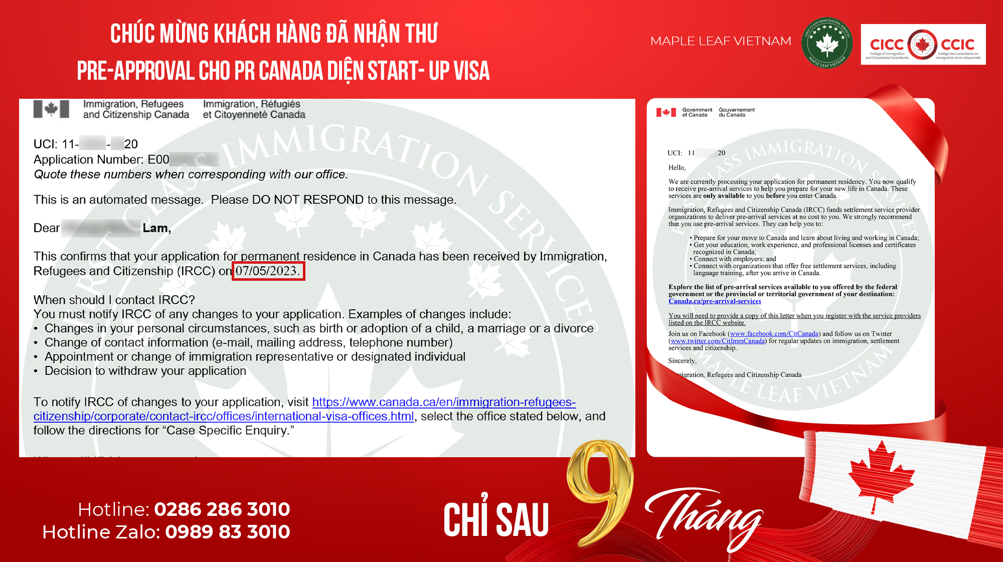 Maple Leaf việt Nam chúc mừng khách hàng nhận pre-arrival trong vòng 9 tháng