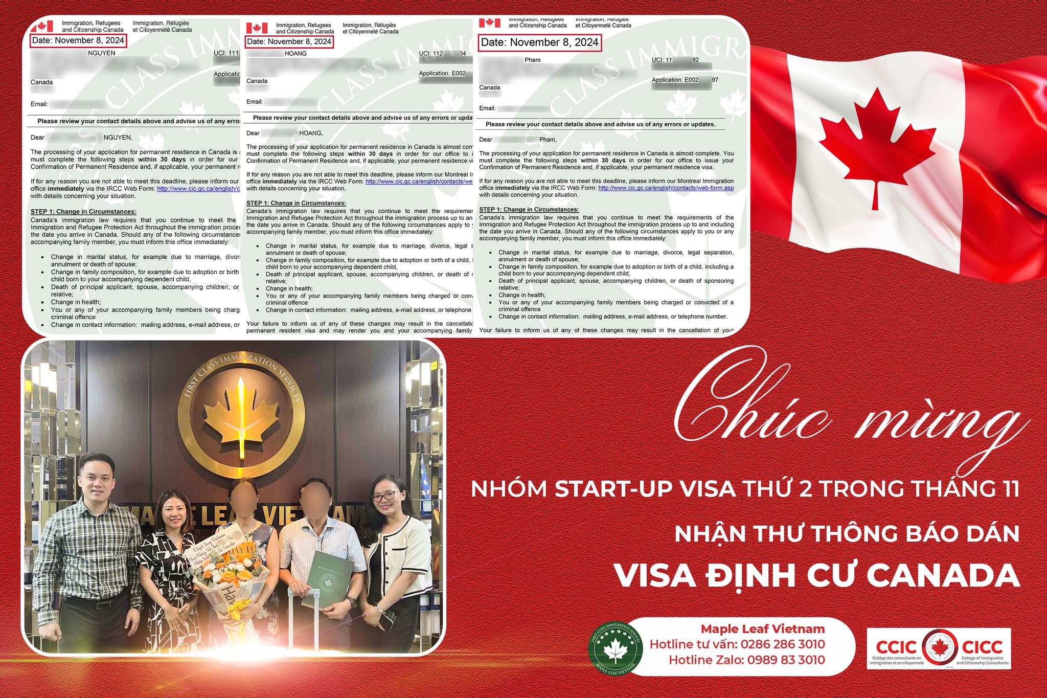 Xin chúc mừng nhóm start-up visa thứ 2 trong tháng 11-2024 nhận thông báo dán visa cùng Maple Leaf Việt Nam