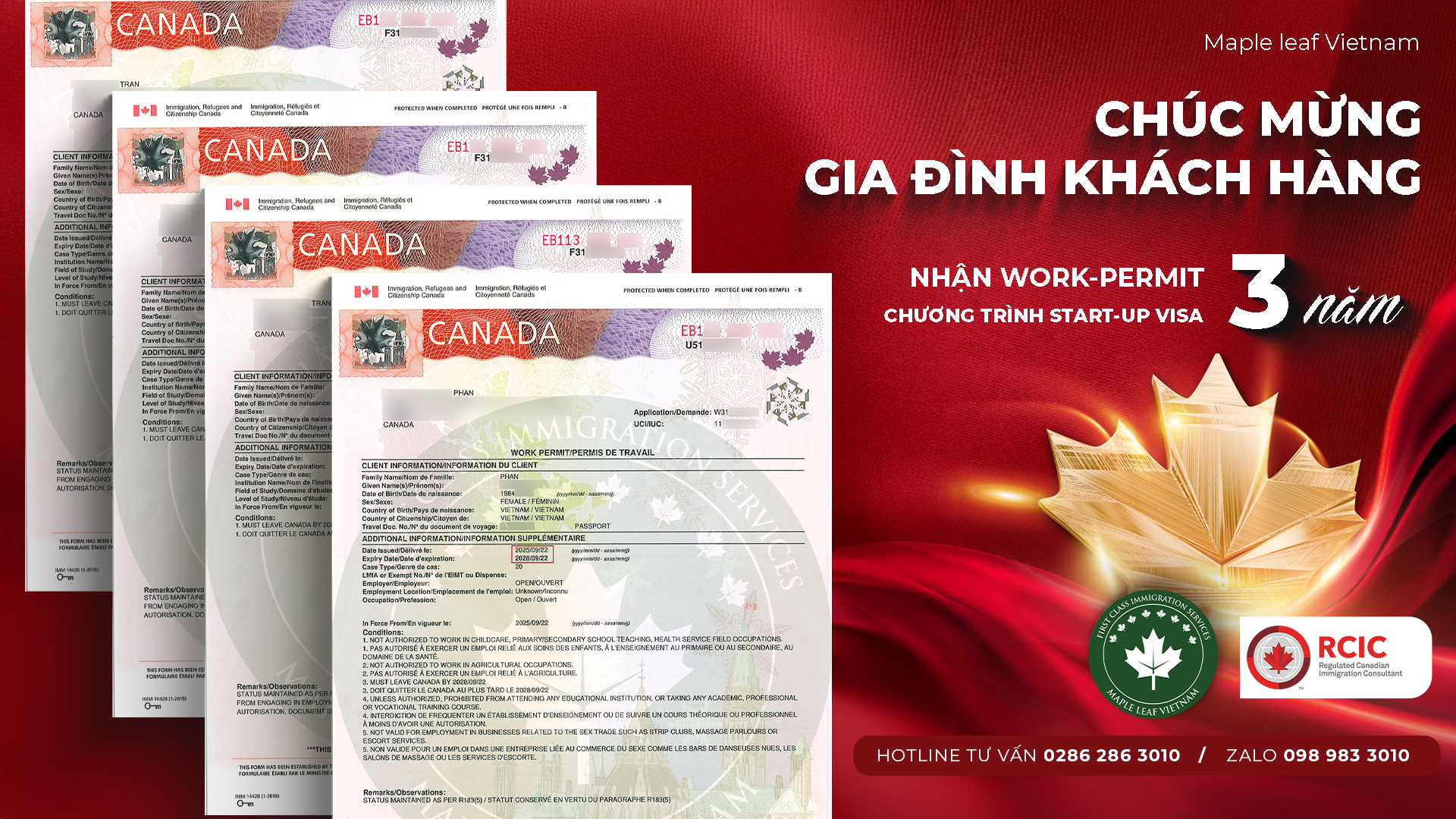 Maple Leaf Vietnam Chúc Mừng Gia Đình Khách Hàng Chính Thức Nhận Work Permit 3 Năm